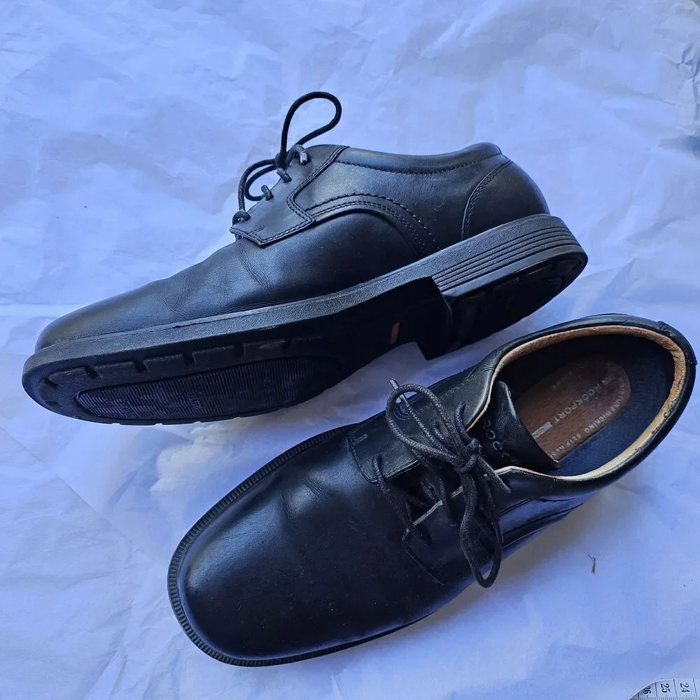 Rockport Vibram adiPRENE Leather Derby Oxford Shoes Black Mens 8